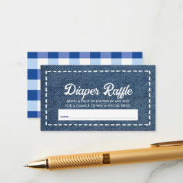 Navy Blue Jean Baby Shower Diaper Raffle Ticket Tilläggskort