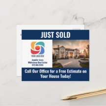 Navy Blue Just Sold Real Estate Company Logo