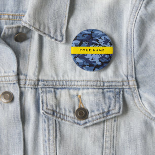 Navy Blue Kamouflage Ditt namn Anpassa Knapp