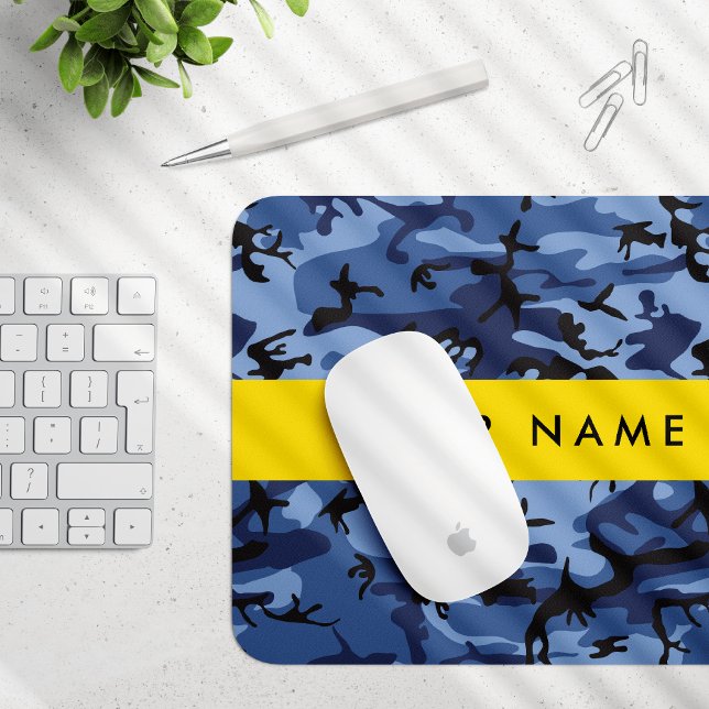 Navy Blue Kamouflage Ditt namn Anpassa Musmatta (Skapare uppladdad)