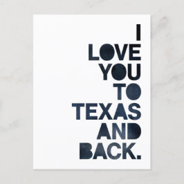 Navy Blue Kärlek You to Texas and Back Postcard Vykort