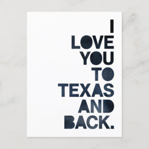 Navy Blue Kärlek You to Texas and Back Postcard Vykort