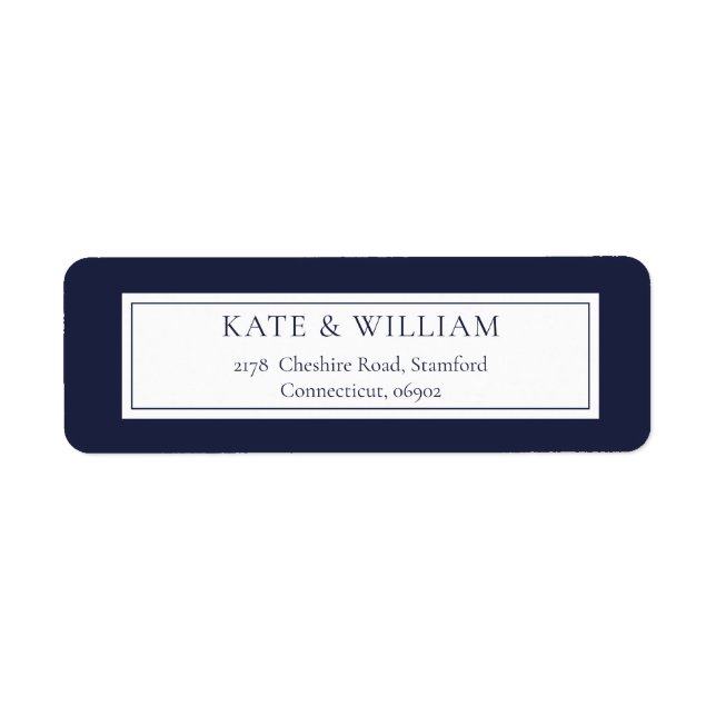 Navy Blue Klassisk Modern Returadress Etikett (Framsidan)