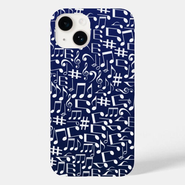 Navy Blue Koboltblå Vit Dansande Noter (Baksida)