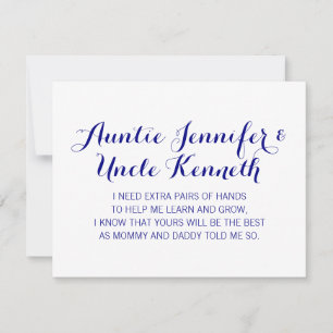 Navy Blue Kommer Ni Att Vara Minas Barns Faddrar F Inbjudningar