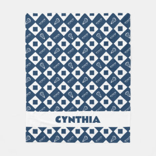 Navy Blue Lacrosse Argyle Mönster Fleecefilt