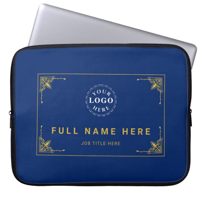 Navy Blue Laptop Bag with Name and Job Title Fodral (Framsidan)