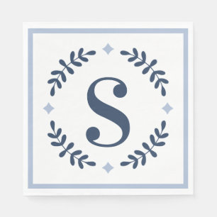 Navy Blue Laurel Wandeandogram Pappersservett