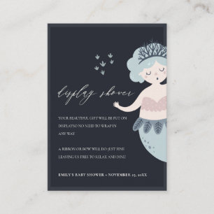 NAVY BLUE LITTLE SJÖJUNGFRU VISNING BABY SHOWER TILLÄGGSKORT