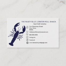 NAVY Blue Lobster Seafood Black Simple Nautical Visitkort