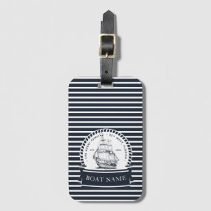 Navy Blue Luxury Boat Family Namn Bagagebricka