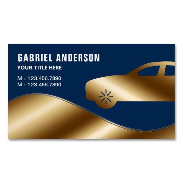 Navy Blue lyxbilsuthyrning Chaufför Magnetiska Visitkort (Framsida)
