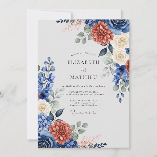 Navy Blue Majestic Autumn Wedding Inbjudningar (Framsida)