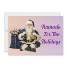 Navy Blue Meditating Santa Holiday Card -Spiritual