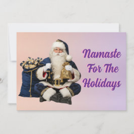 Navy Blue Meditating Santa Holiday Card -Spiritual Julkort