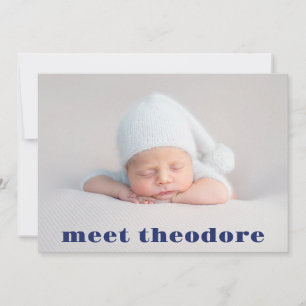 Navy Blue Meet Pojke Photo Collage Birth Announ Meddelande