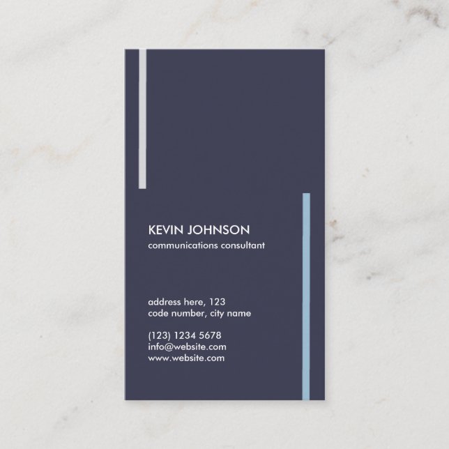 Navy blue minimal masculine professional card visitkort (Framsida)