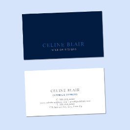 Navy Blue Minimalist Modern Professionell Visitkort
