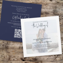 Navy Blue Minimalist Photo Elegant bröllop
