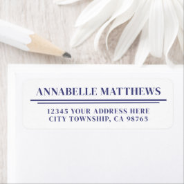 Navy Blue Minimalist Return Address Returadress Etikett
