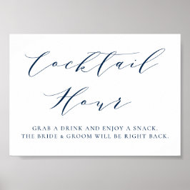 Navy Blue Minimalist Script Bröllop Cocktail-timou Poster