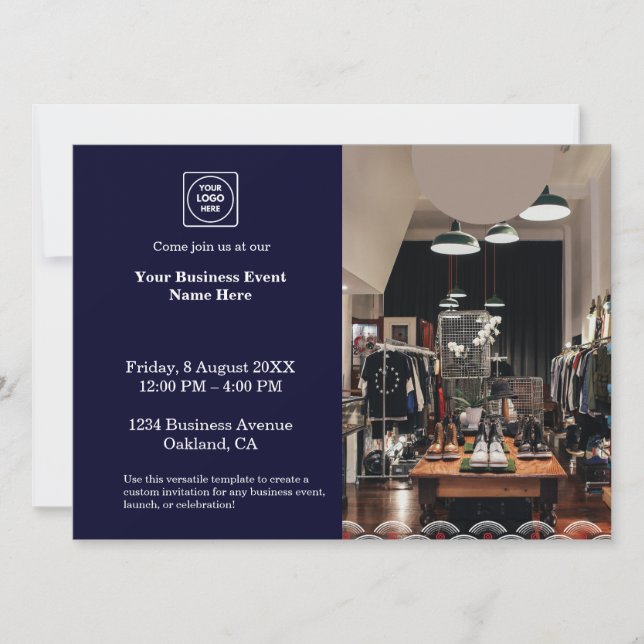 Navy Blue Modern | Affärshändelse för professionel Inbjudningar (Framsida)
