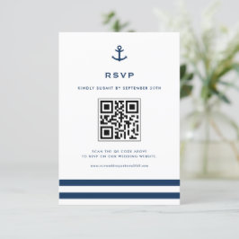 Navy Blue Modern Anchor Nautical QR-kod OSA Kort