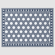 Navy Blue Modern Bone Inlay Decoupage Paper