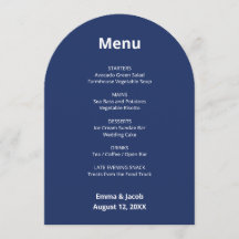 Navy Blue Modern Bröllop-menykort