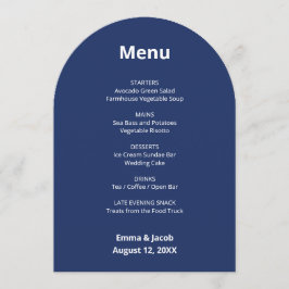 Navy Blue Modern Bröllop-menykort Inbjudningar