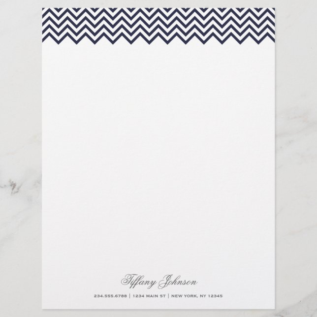 Navy Blue Modern Chevron Gräns (Framsida)