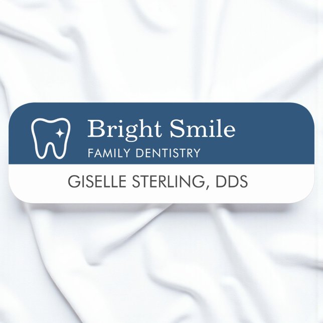 Navy Blue Modern Dentist Tooth Office Namnbricka (Skapare uppladdad)