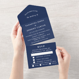 Navy Blue Modern Elegant Simple Bröllop