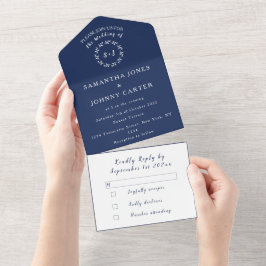 Navy Blue Modern Elegant Simple Bröllop