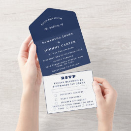Navy Blue Modern Elegant Simple Bröllop