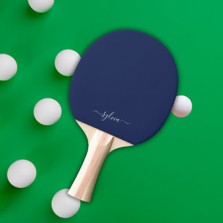 Navy Blue Modern Girly Monogram Namn Pingisracket