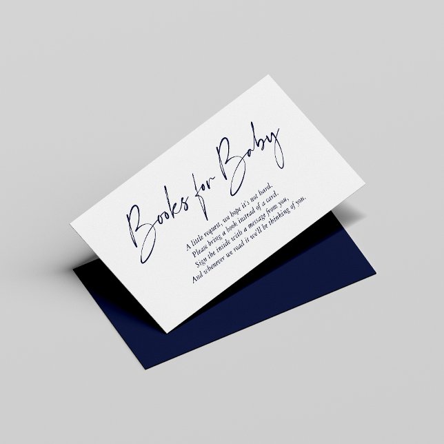 Navy Blue Modern Handskriftlig Bokar för Baby Tilläggskort (Skapare uppladdad)