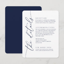 Navy Blue Modern Minimalist Bröllop 2 Tilläggskort