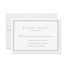 Navy Blue Modern Minimalist-Bröllop OSA Card