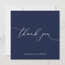 Navy Blue Modern Minimalist Bröllop - tack för dit Kort