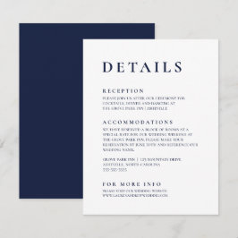 Navy Blue Modern Minimalist Elegant-hölje Tilläggskort
