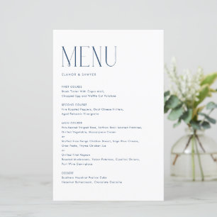Navy Blue Modern Minimalist Typography-menykort