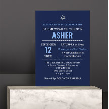 Navy Blue Modern Namn Logotyp Pub Mitzvah