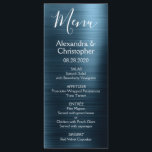 Navy Blue Modern och Elegant bröllop Menu Meny<br><div class="desc">Menu med marinblå Modern Faux Metallic Stainless Steel Bröllop. Den här gigantiska Bröllop-menyn för marinblått skript kan anpassas så att den omfattar namn från Bride och Groom, datum för bröllop och menyalternativen för bröllop. Den här menyn ingår i en matchande bröllop-samling och ytterligare matchande objekt kan begäras genom att kontakta...</div>
