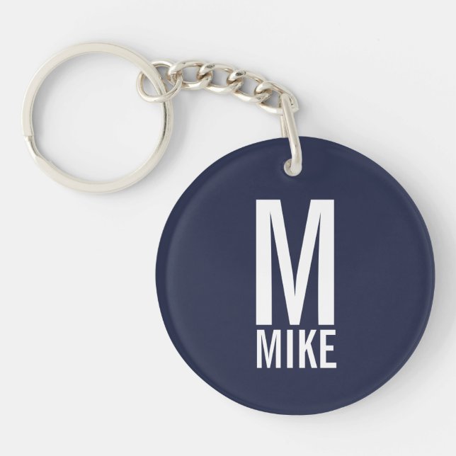Navy Blue Modern Personlig Monogram och Namn (Framsidan)