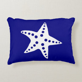 Navy Blue Modern Starfish Exdoor Patio Pillow Prydnadskudde