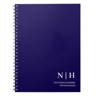 Navy Blue Monogram Business Classic Present anteck Anteckningsbok