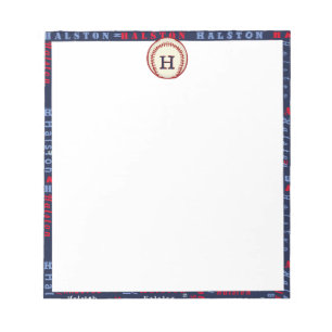 Navy Blue Monogram Namn ger ut Kids-pojkar basebal Anteckningsblock