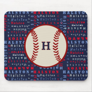 Navy Blue Monogram Namn ger ut Kids-pojkar basebol Musmatta