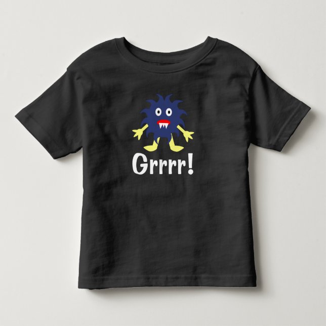 Navy Blue Monster - Småbarns fint bomullströja T Shirt (Framsida)